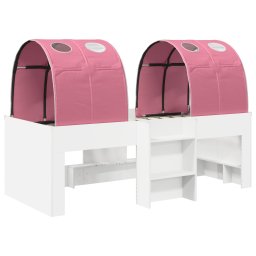 vidaXL Bed met Tunnel 3 st Wit en Roze Bewerkt hout
