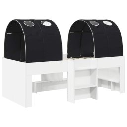 vidaXL Bed met Tunnel 3 st Wit en zwart Bewerkt hout