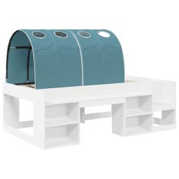vidaXL Bed met Tunnel met plank 3 st Wit en Lichtblauw Bewerkt hout