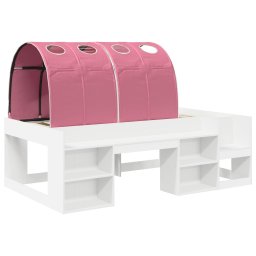 vidaXL Bed met Tunnel met plank 3 st Wit en Roze Bewerkt hout