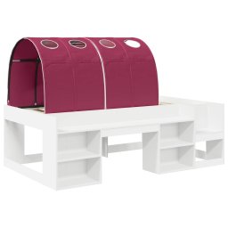 vidaXL Bed met Tunnel met plank 3 st Wit en Rood Bewerkt hout