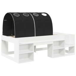 vidaXL Bed met Tunnel met plank 3 st Wit en zwart Bewerkt hout