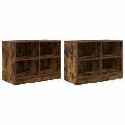 vidaXL Bed kast 2 pcs Gerookt eiken 66 x 33 x 48 cm Bewerkt hout