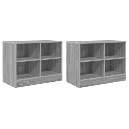 vidaXL Bed kast 2 pcs Grijs Sonoma 66 x 33 x 48 cm Bewerkt hout