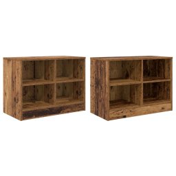 vidaXL Bed kast met plank 2 pcs Oud hout 66 x 33 x 48 cm Bewerkt hout
