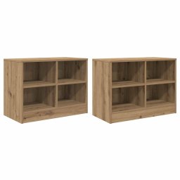 vidaXL Bed kast 2 st Artisanaal eiken 66 x 33 x 48 cm Bewerkt hout