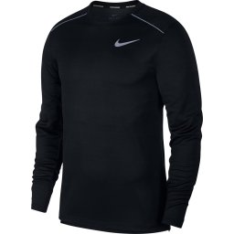 Nike - Maat L Dry Miler Top Ls Sportshirt Heren - Black/Black/Reflective Silv