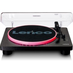 Lenco LS-50LEDBK Platenspeler met ingebouwde Speakers LED Verlichting USB Encoding Extra Naald Zwart