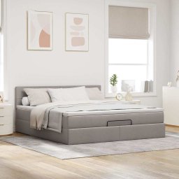 vidaXL Ottoman bed met matras 180x200cm stof taupe