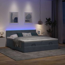 vidaXL Ottoman bed met matrassen en LED's 180x200cm fluweel