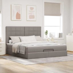 vidaXL Ottoman bed met matras 180x200cm stof taupe