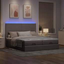 vidaXL Ottoman bed met matrassen en LED's 180x200cm stof taupe