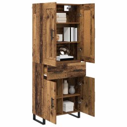 vidaXL Hoge kast 2 st Oudhout 69,5 x 34 x 180 cm Bewerkt hout en glas