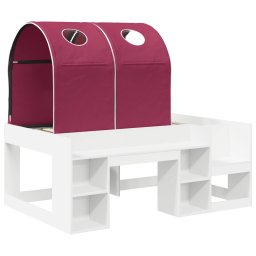 vidaXL Bed met Tunnel met plank 3 st Wit en Rood Bewerkt hout