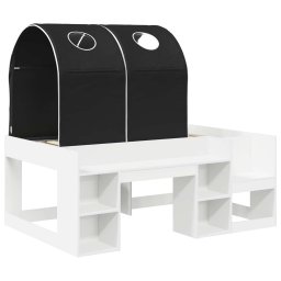 vidaXL Bed met Tunnel met plank 3 st Wit en zwart Bewerkt hout
