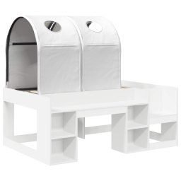 vidaXL Bed met Tunnel met plank met opslag 3 st Wit Bewerkt hout