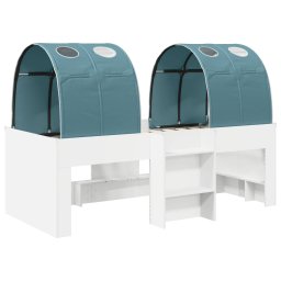 vidaXL Bed met Tunnel 3 st Wit en Lichtblauw Bewerkt hout