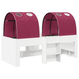 vidaXL Bed met Tunnel 3 st Wit en Rood Bewerkt hout
