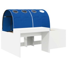 vidaXL Bed met Tunnel 3 st Wit en Blauw Bewerkt hout