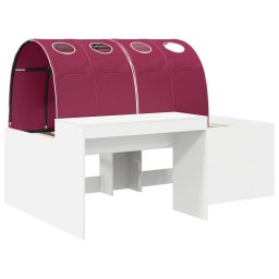 vidaXL Bed met Tunnel 4 st Wit en Rood Bewerkt hout