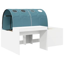 vidaXL Hoge Bed Frame met Bureau voor Kinderen 3 st Wit en Lichtblauw