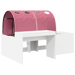 vidaXL Hoge Bed Frame met Bureau voor Kinderen 3 st Wit en Roze