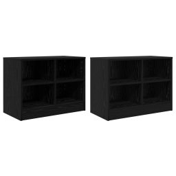 vidaXL Bed kast 2 pcs Zwart eiken 66 x 33 x 48 cm Bewerkt hout