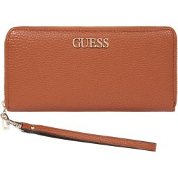 GUESS ALBY SLG LARGE ZIP AROUND Dames PORTEMONNEE - Cognac Bruin