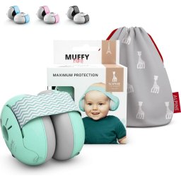 Alpine x Sophie La Girafe Muffy Baby Gehoorbescherming - Verstelbaar - SNR 23 dB - Turquoise