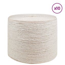vidaXL Jute Touw 10 st 2 mm Wit 100% Tossa jute