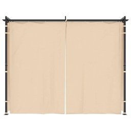 vidaXL Prieel met gordijnen 3x3 m staal crème