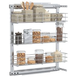 vidaXL Draadmand uittrekbaar 3-laags 47x15,5x55,5 cm zilverkleurig