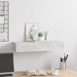 vidaXL Wandschap met lade 60x23,5x10 cm MDF betongrijs