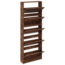 vidaXL Schoenenkast met spiegel 5-laags 63x17x169,5 cm gerookt eiken