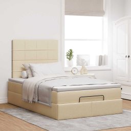 vidaXL Ottoman bed met matras 120x190cm stof crèmekleurig