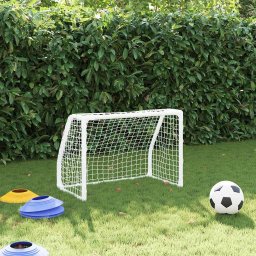 vidaXL Kindervoetbaldoelen 2 st met bal 64x35x48 cm metaal wit