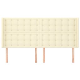 vidaXL Hoofdbord met randen 183x16x118/128 cm kunstleer crèmekleurig