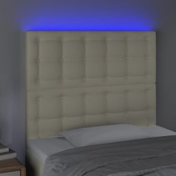 vidaXL Hoofdbord LED 90x5x118/128 cm kunstleer crèmekleurig
