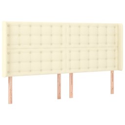 vidaXL Hoofdbord LED 183x16x118/128 cm kunstleer crèmekleurig