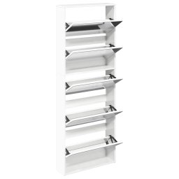 vidaXL Schoenenkast met spiegel 5-laags 63x17x169,5 cm hoogglans wit