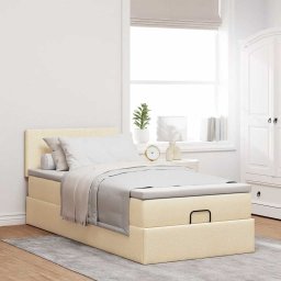 vidaXL Ottoman bed met matras 90x190cm stof crèmekleurig