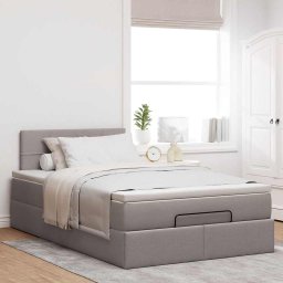 vidaXL Ottoman bed met matras 120x190 cm stof taupe
