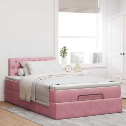 vidaXL Bed poef met matras 120x190 cm fluweel roze