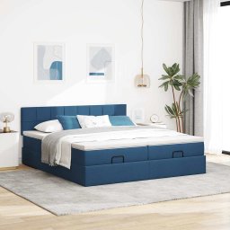 vidaXL Ottoman bed met matrassen 160x200cm stof blauw