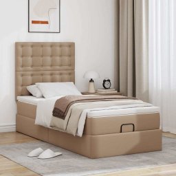 vidaXL Ottomaanse bed met matras 90x190cm kunstleer cappuccinokleurig