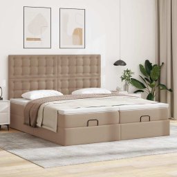 vidaXL Ottoman bed met matrassen 180x200cm kunstleer cappuccinokleurig