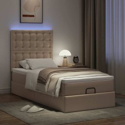 vidaXL Ottoman bed met matras en LED's 90x200cm kunstleer