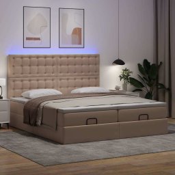 vidaXL Bed poef met matrassen en LED's 180x200cm kunstleer