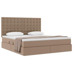 vidaXL Opslag bed met hoofdeinde Cappuccino 180 x 200 cm Nep Leer