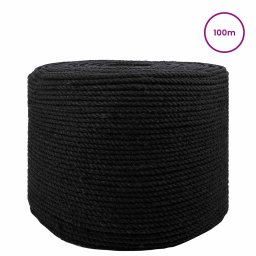 vidaXL Katoen Touw 4 mm 100 m Zwart 100% Katoen